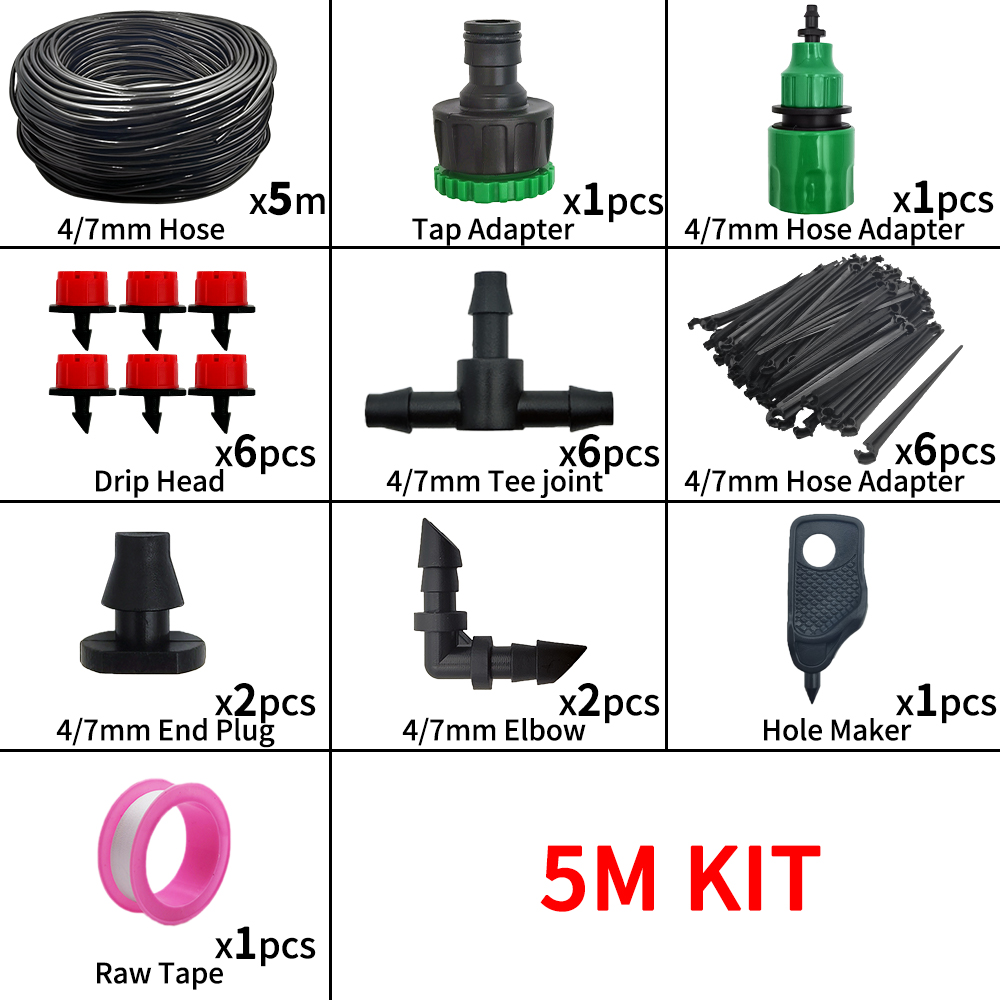 5m-60m dryppvanningssystemer plantevanningssett vanningssett justerbare dryppere for vanning mikrohagevanningssystem: Hvit