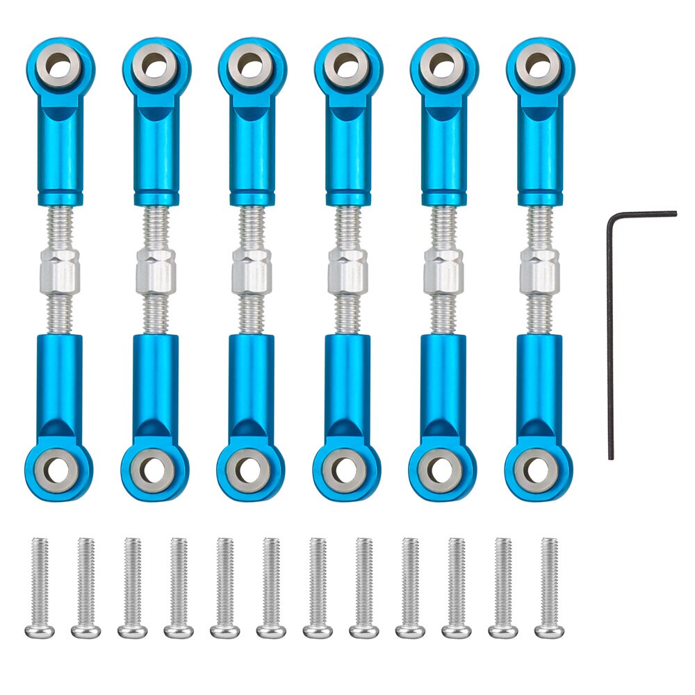 Pièces de rechange en aluminium pour Wltoys 1/18, 6 pièces réglables, A949, A959, A969, A979, K929, tige de traction en métal, A959-B,: Bleu