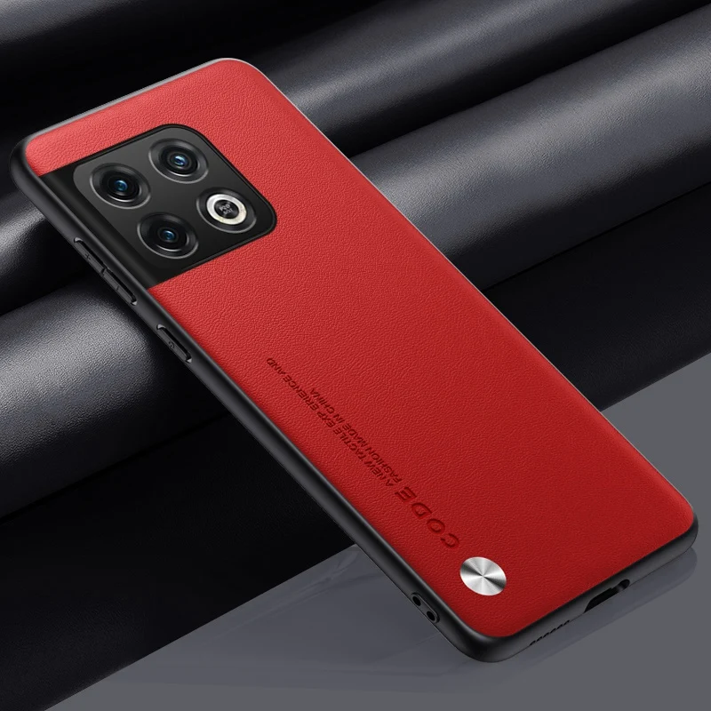 Étui en cuir PU de luxe pour OnePlus 10 Pro 10T 10R, housse en silicone, protection complète, coque de téléphone ZanPro ZanRacing: aluminium / Rouge