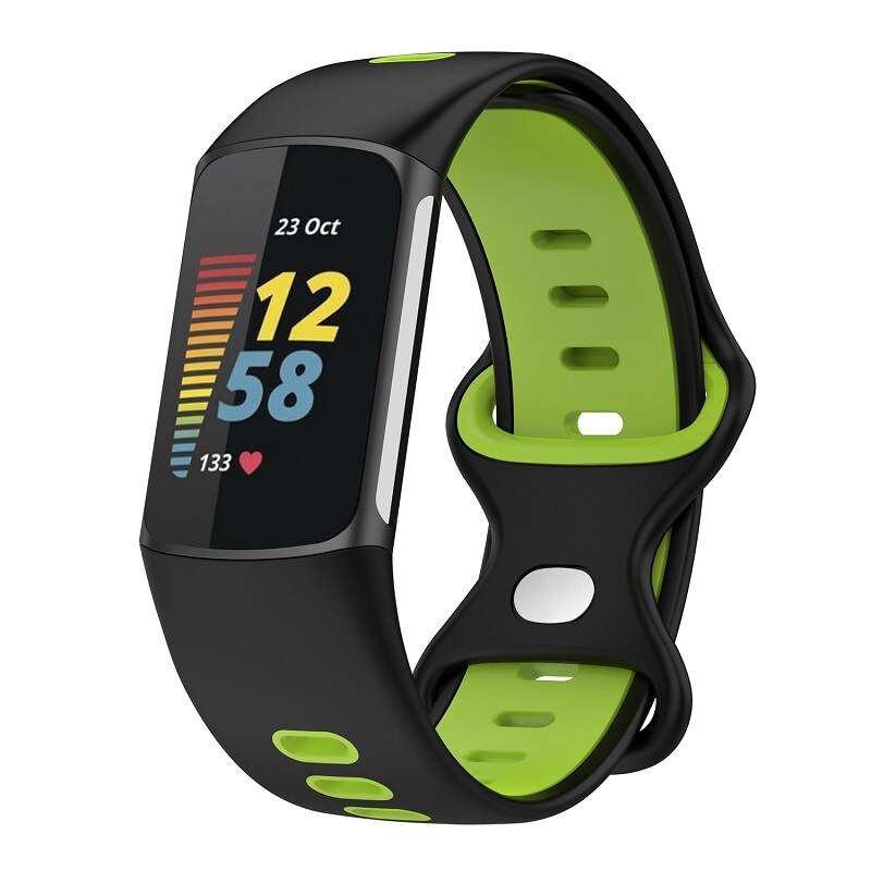 Vervanging Band Voor Fitbit Lading 5 Band Siliconen Polsband Voor Fitbit Lading 5 Smart Horloge Lading 5 Band Polsband: xyst-black green
