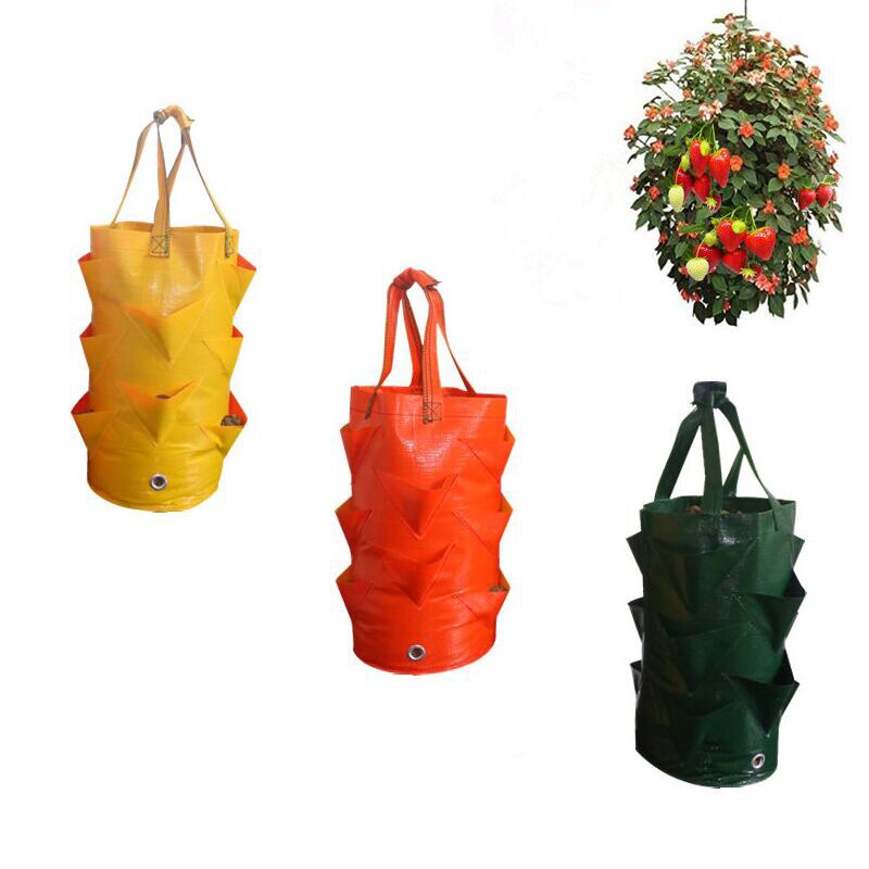 Bolsa de contenedor para cultivo de fresas, maceta gruesa para jardinería de verduras, maceta de cultivo artesanal, telas de PE, herramienta de jardín, 3 galones