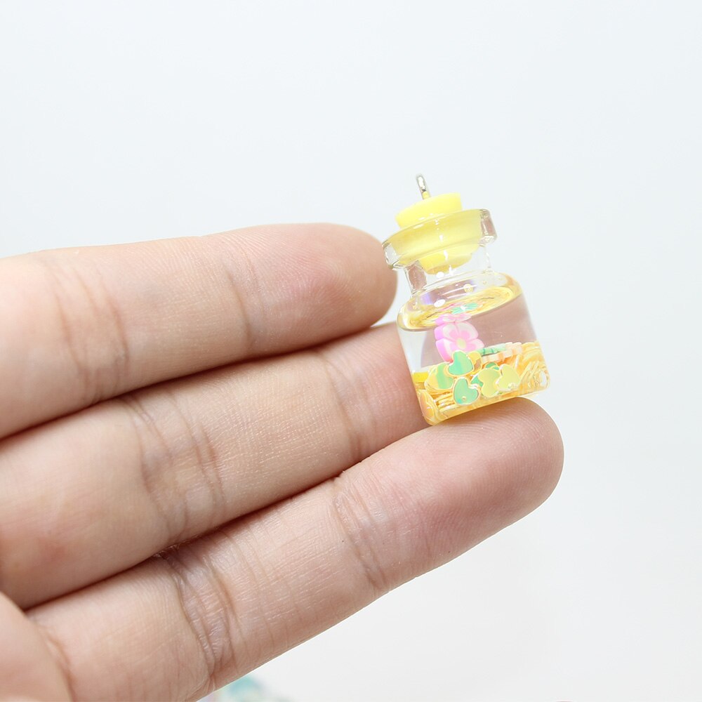 8pcs-- 25*15mm Candy Color Sequined Flower Glass Wishing Bottle Charm Pendant for Jewelry DIY Earrings.Bracelet,Necklace: 3