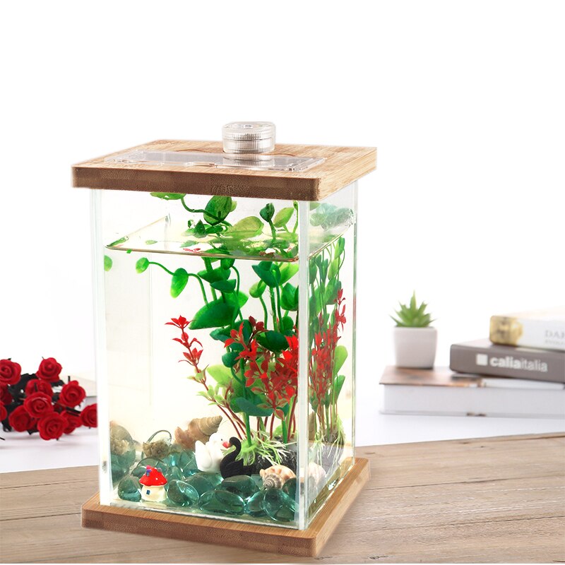 Transparent Glass Fish Tank Small Living Room Tabletop Decorative Fish Tank Removable Aquarium Christmas