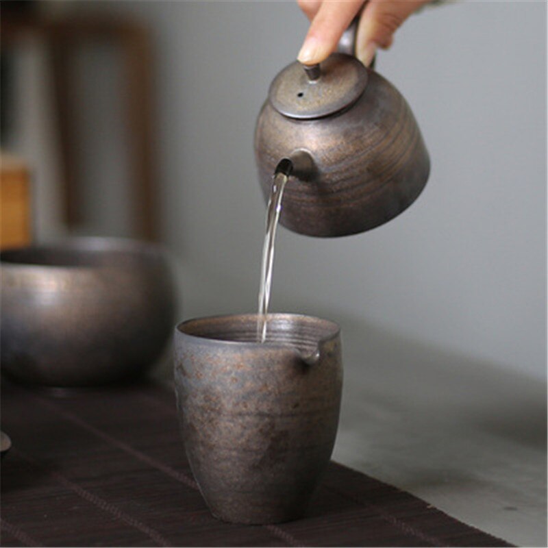 Copper rust glaze retro thin tire ceramic fair cup tea divider uniform tea cup tea sea stoneware tea set accessories tpt46