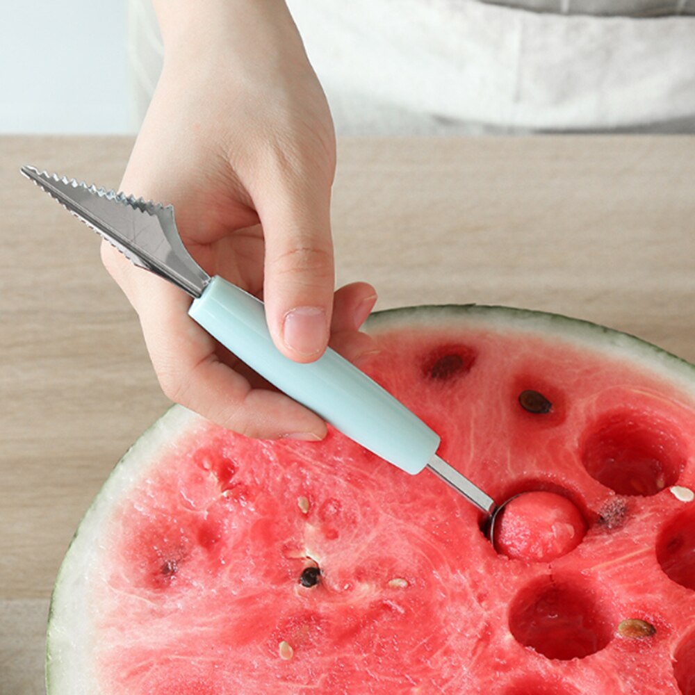 2 In 1 Ice Cream Ball Spoon DIY Assortment Fruit Digging Spoon Tool Watermelon Fruit Carving Gouge Knife