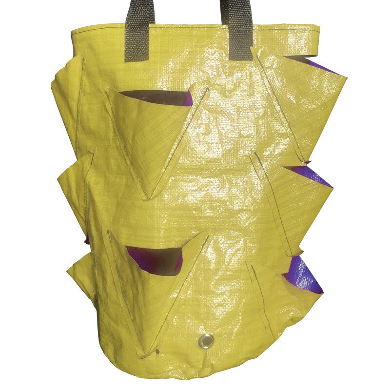 3 gallon plantevekstpose lufting stoffpotte med håndtak vertikal pose for jordbærurter og blomster gjenbrukbar pottepose: Gul