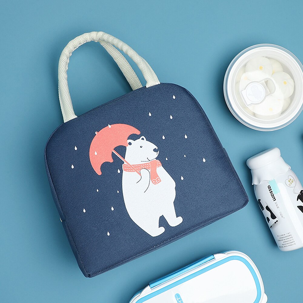 Moda dos desenhos animados saco de almoço para as mulheres saco de comida térmica lancheira tote sacos de isolamento novo portátil à prova dwaterproof água lona saco térmico