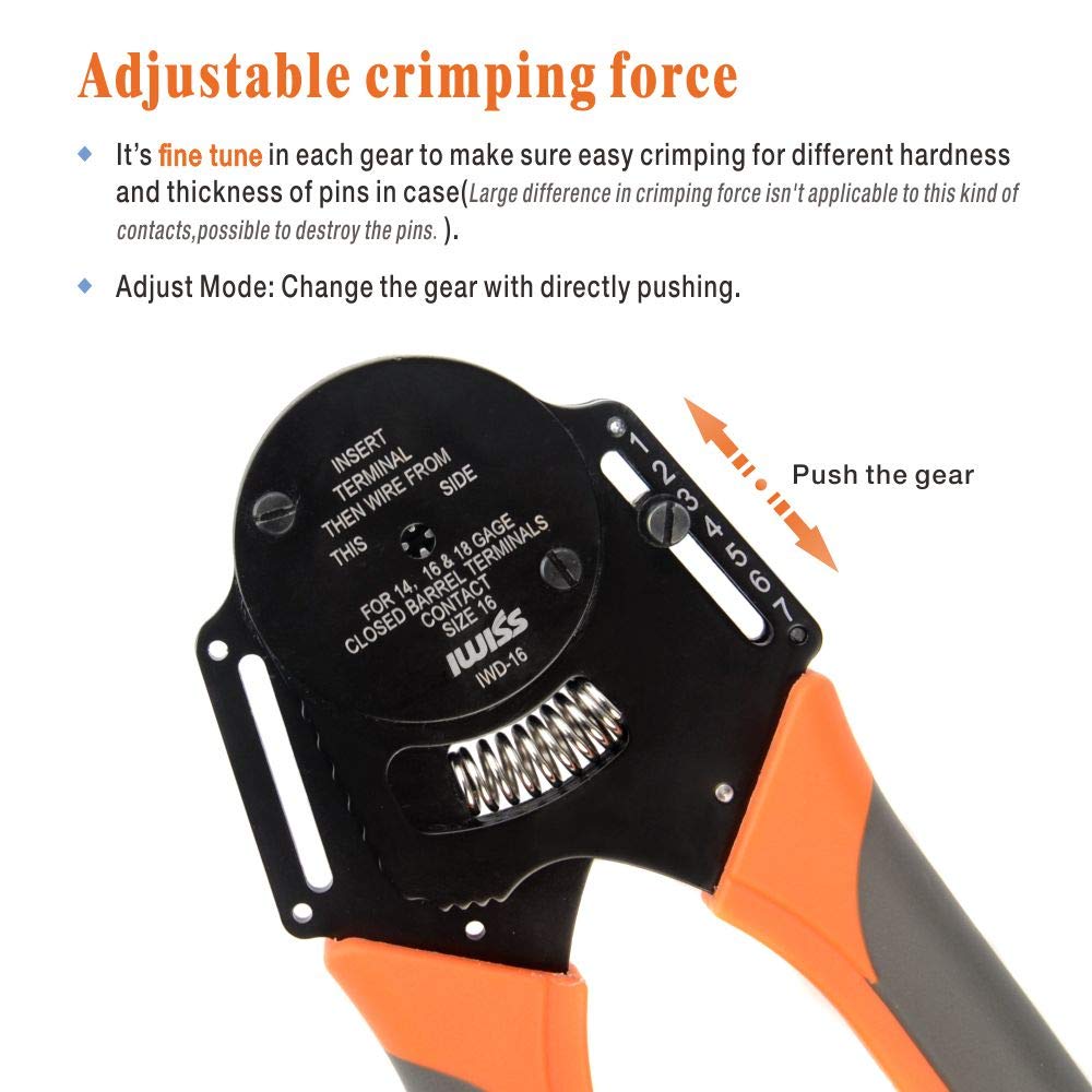 Iwiss IWD-16 Mini Crimper Piller 18/16/14 Awg Hand Tool Voor Deutsch Connector Deutsch Dt, Dtm, dtp Terminal W2 Tang