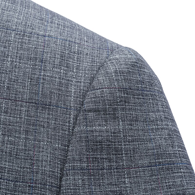 Mannen Grijs Pak Jacket Notched Revers Twee Knoppen Single Breasted Mens Plaid Grijs Pak Jas Smart Casual