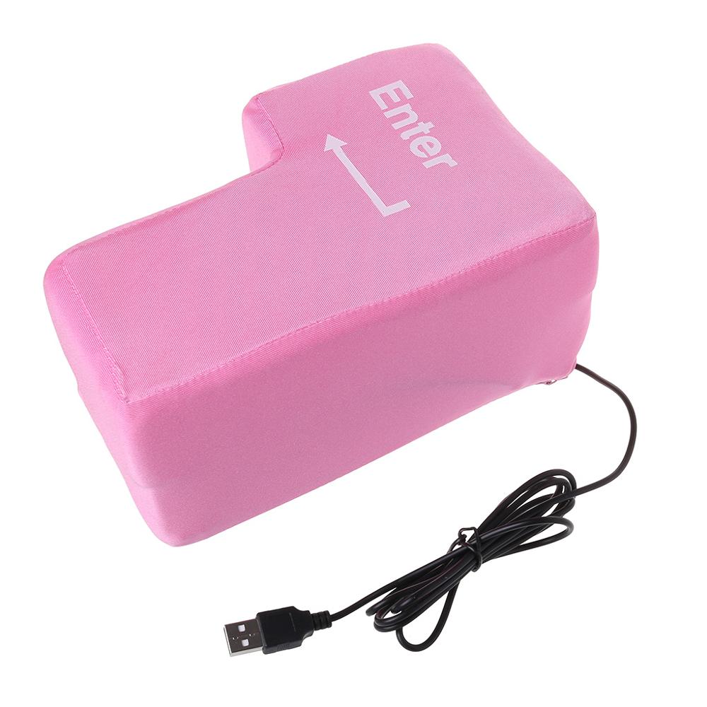 USB Big Enter Key Decompression Large Enter Key Computer Vent Button Desktop Pillow for Programmer Stress Relief Gadget