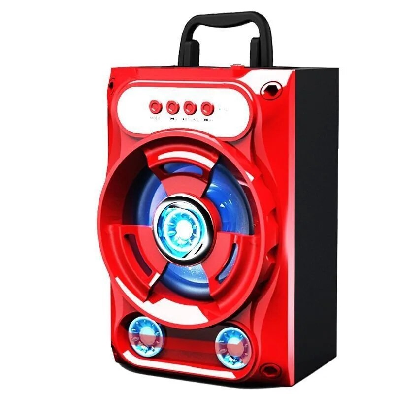 Altavoz bluetooth 2023, caja portátil para exteriores, altavoz cuadrado con micrófono, tarjeta de canción k, orden ador, subwo: Rot