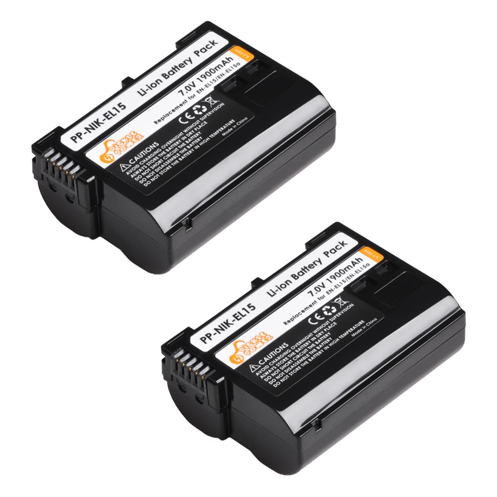 Batería de cámara EN-EL15 EN EL15 EL15A, 3 uds., 1900mAh, Cargador USB LED + para Nikon D500 D600 D610 D750 D7000 D800 D850 D810: 2 battery