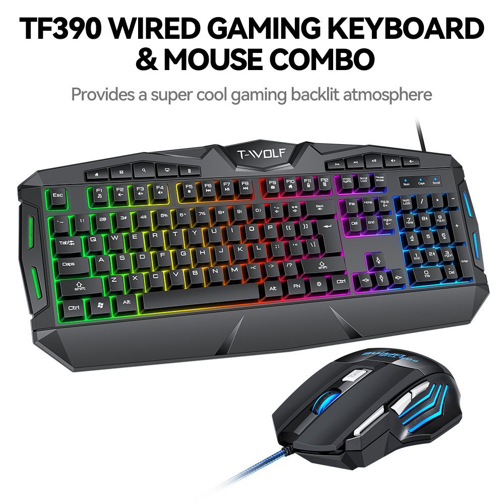 EAOR RGB Backlit Gaming Keyboard and Mouse Combos Mechanical Feel Keyboard Mouse Set Multimedia Keyboard for Laptop Desktop