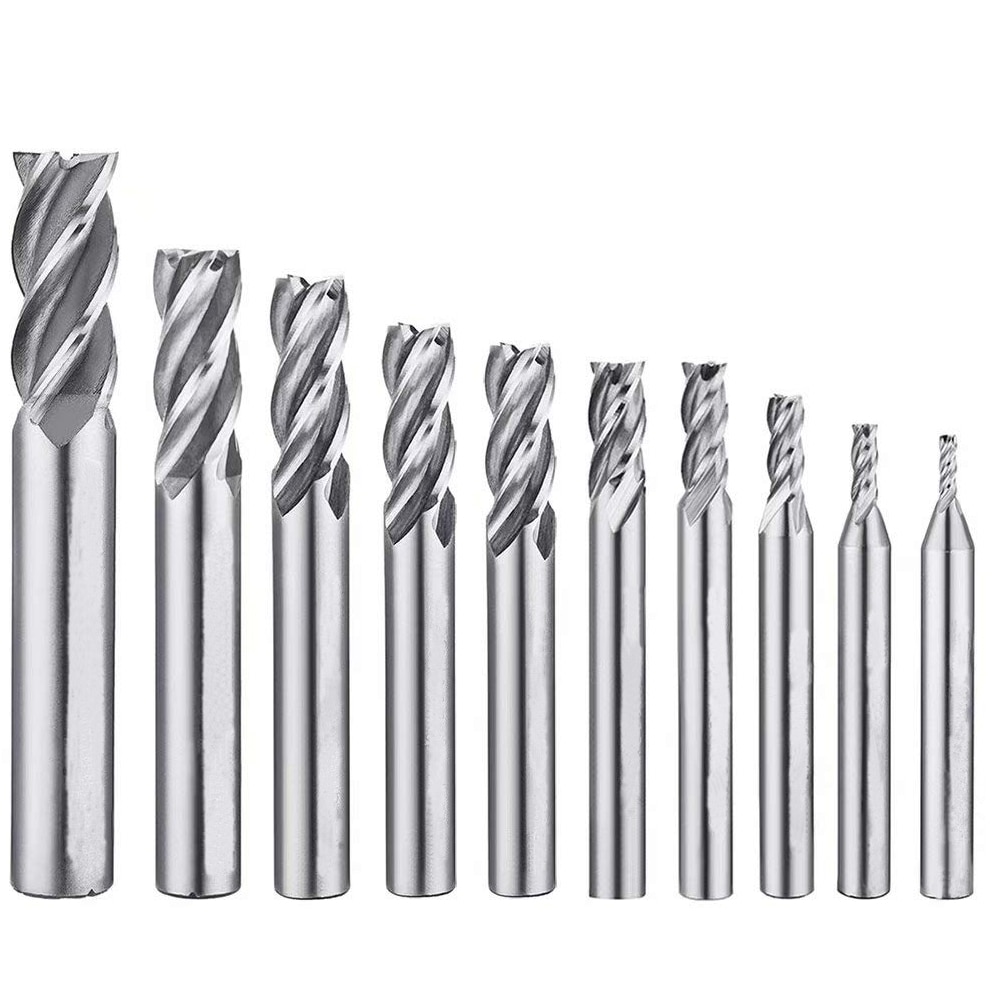 Milling Cutter Metal Drill Bit Set HSS Straight Shank Cutter 4 Blade 1.5-12mm Drills For wooding,Metal,Drilling Machine