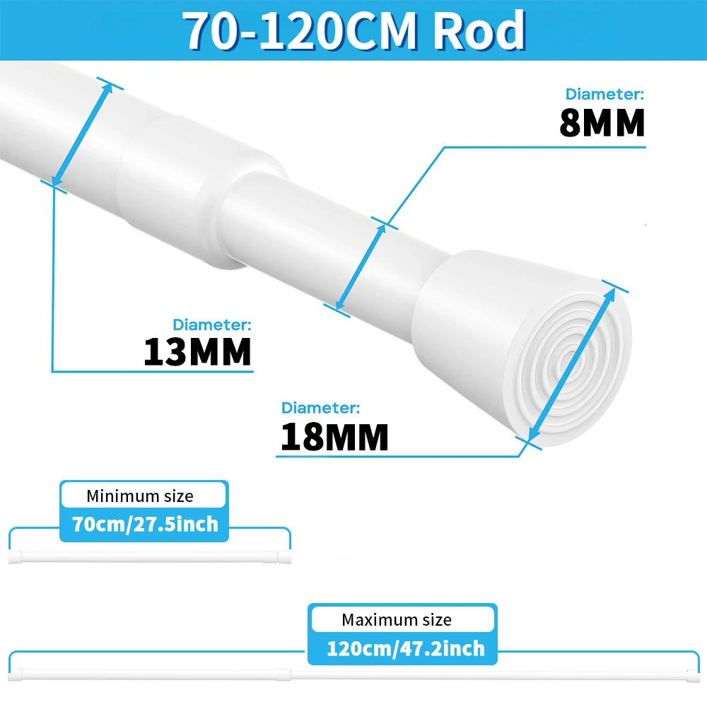 Tiges de Tension à Ressort Extensibles, Réglables, 40 à 280cm, , Sans Proposition, pour Portes et Fenêtres: Marron