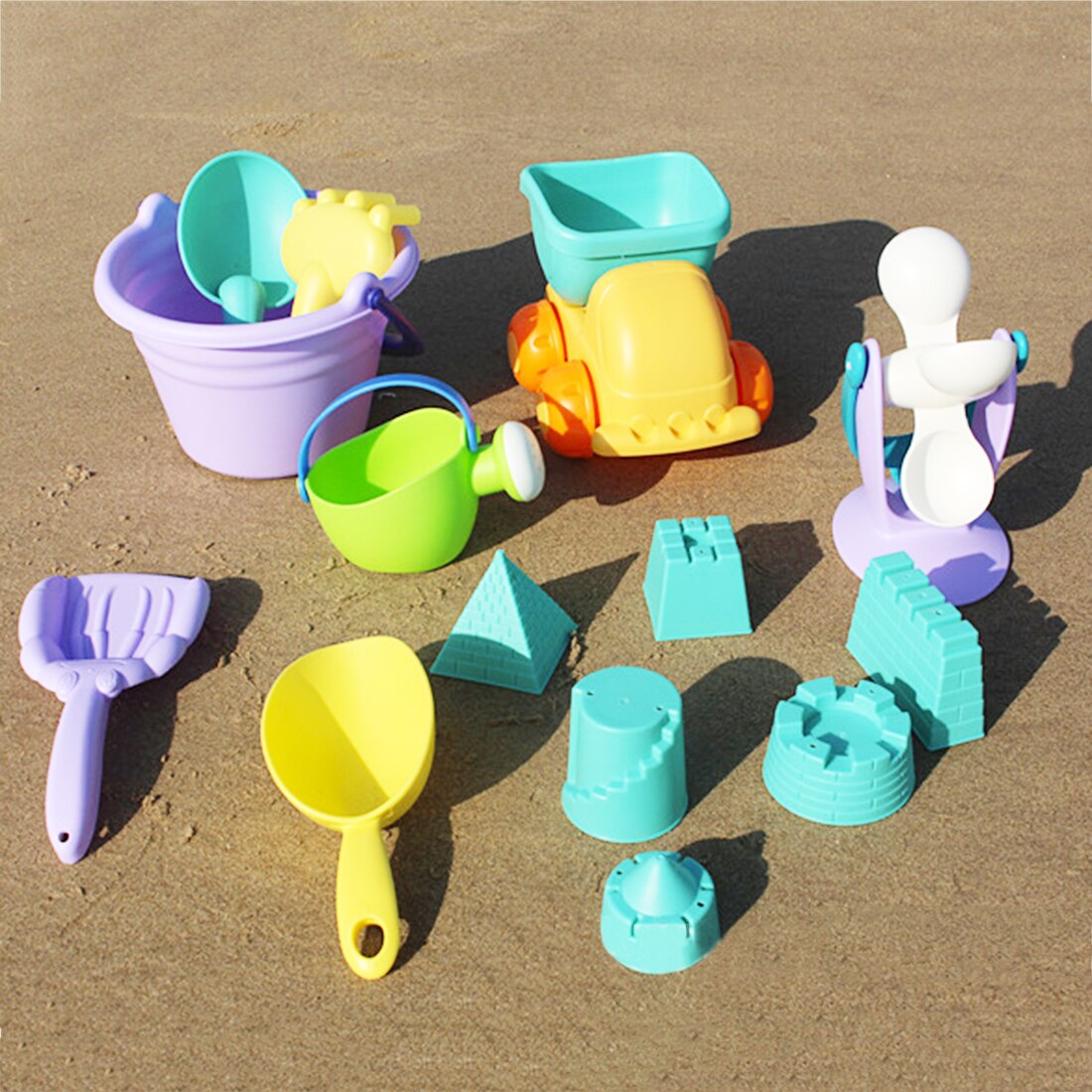 15pcs-set-beach-sand-toys-soft-rubber-beach-bucket-grandado