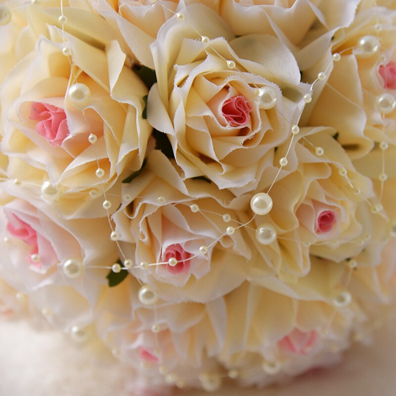 JaneVini Champagne White Bridal Flowers Bride Hand Bouquet Pearls Artificial Groom Flower Bouquet Brooch Mazzi Di Fiori