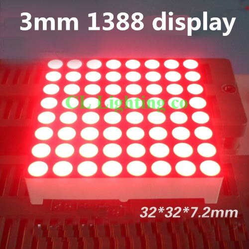 10pcs 8x8 red digital tube 3mm LED Dot Matrix Display 32*32MM Common Cathode LED display