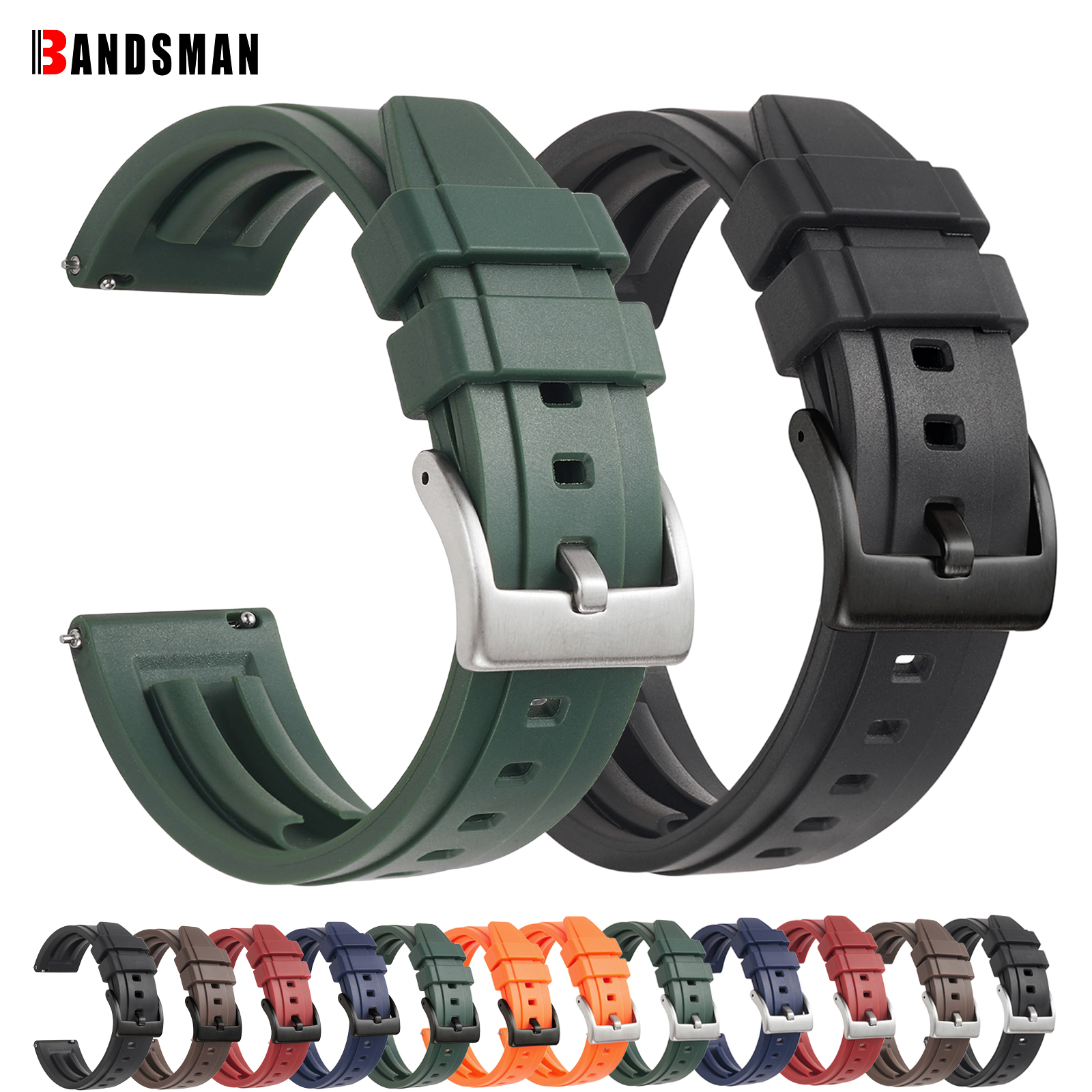 Correa de reloj de silicona correas de reloj de goma de liberación rápida 18mm 19mm 20mm 21mm 22mm 24mm accesorios de relojes de buceo impermeables para hombres