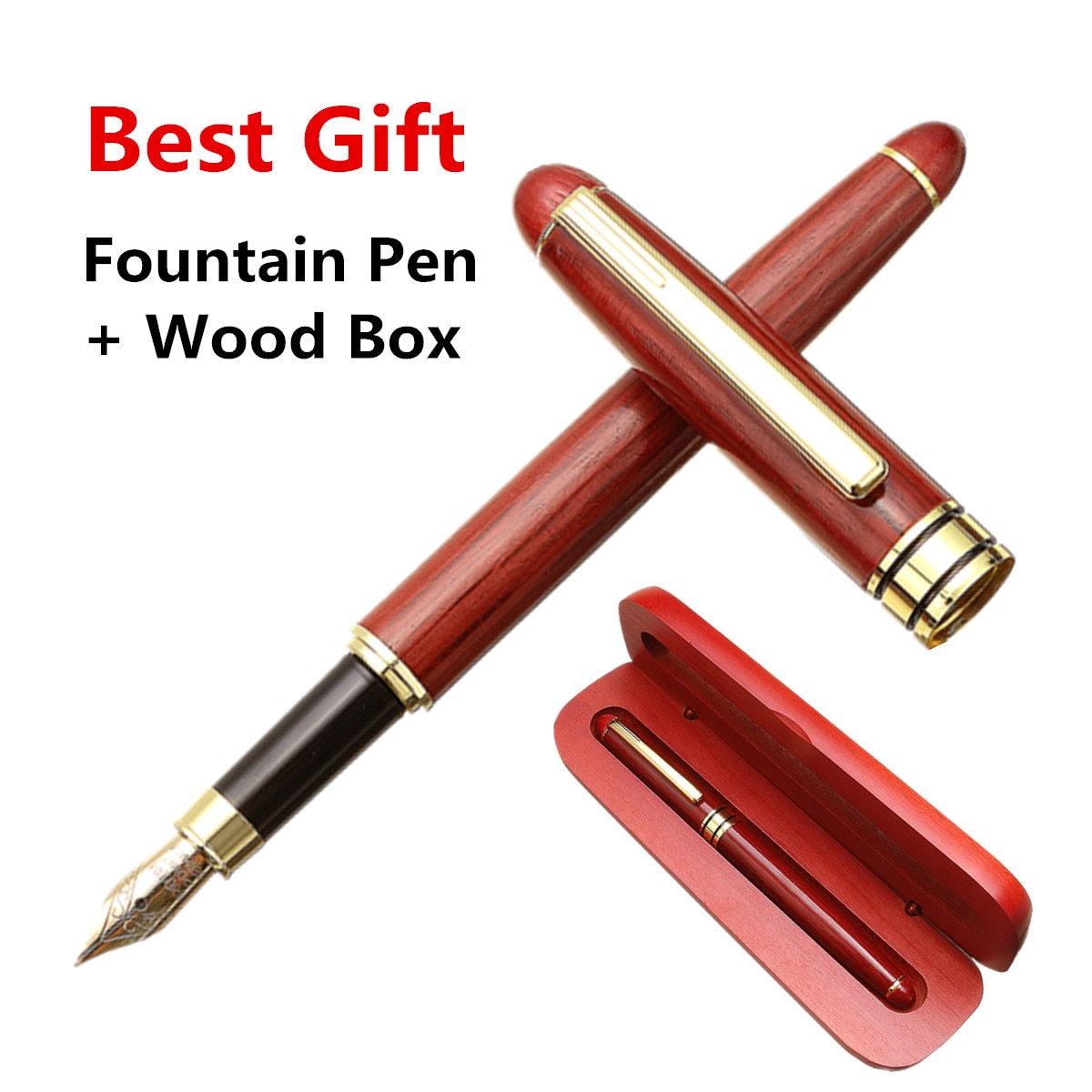 Iridium Penpunt Palissander Houten Teken Pen Box Kit Vintage Gouden Vulpen Voor Business School Student – Grandado