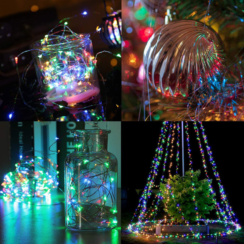 Solar Twinkle String Lights Outdoor LED Copper Wire Light Landscape Camping Garden Christmas Patio Party Wedding Tree Decoration