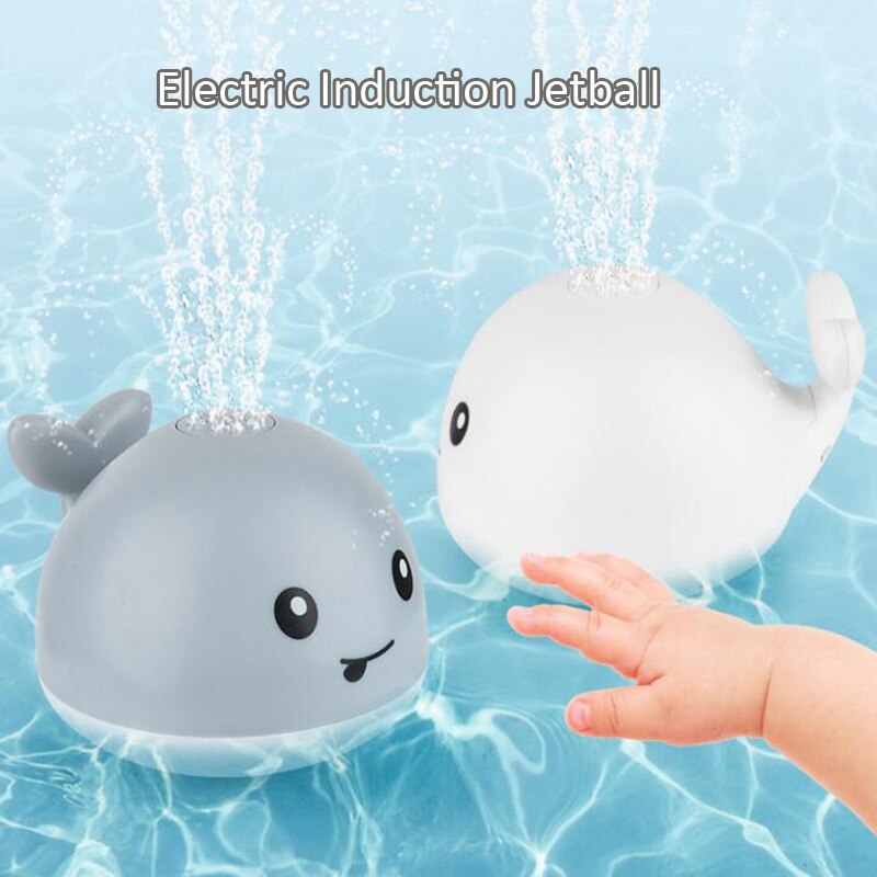 Sensing water fountain baby whale toy light music electric multidirectional amphibious bathroom splashing water sensing ball