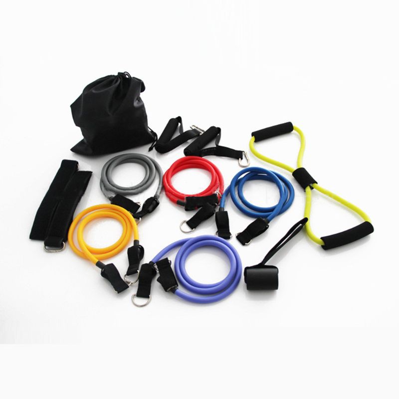 Exercise Resistance Bands with Handles 5 Fitness Workout Bands Stackable up to 110 lbs Training Tubes with Large Handles Ankle