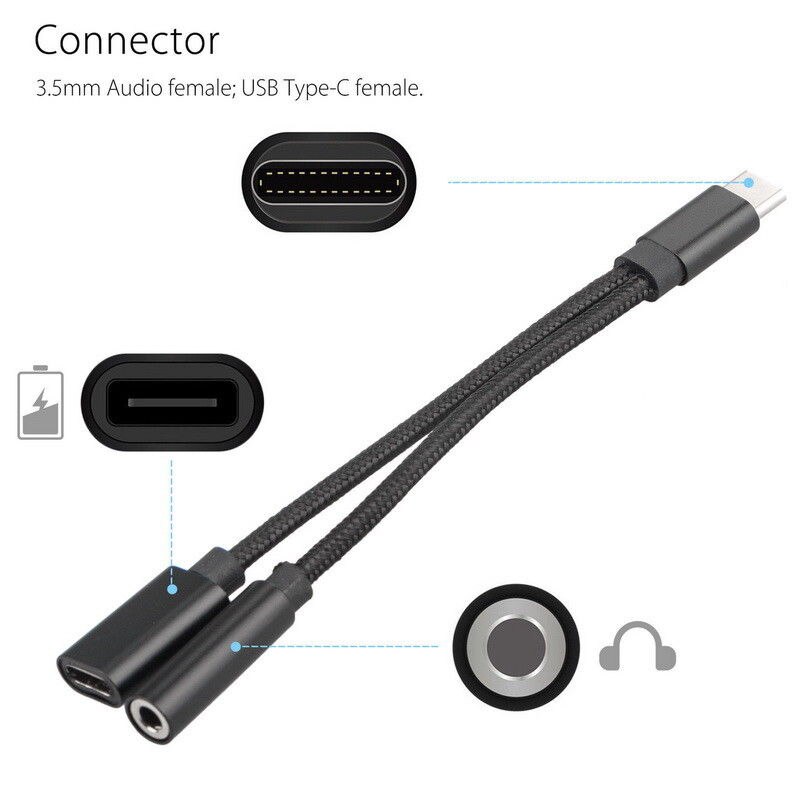 2 en 1 Type C à 3.5 Mm chargeur séparateur casque Audio Jack USB C câble type-c à 3.5mm adaptateur de connecteur pour téléphone portable