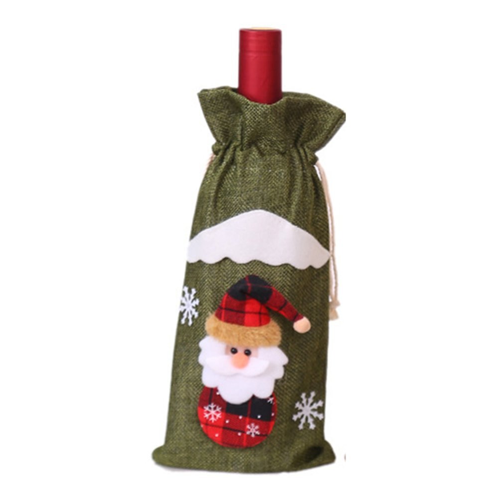 Weihnachten Dekorationen Sackleinen Alten Mann Puppe Rotwein Flasche Set Wein Tasche Festival Hotel Dekoration Sackleinen Wein Set