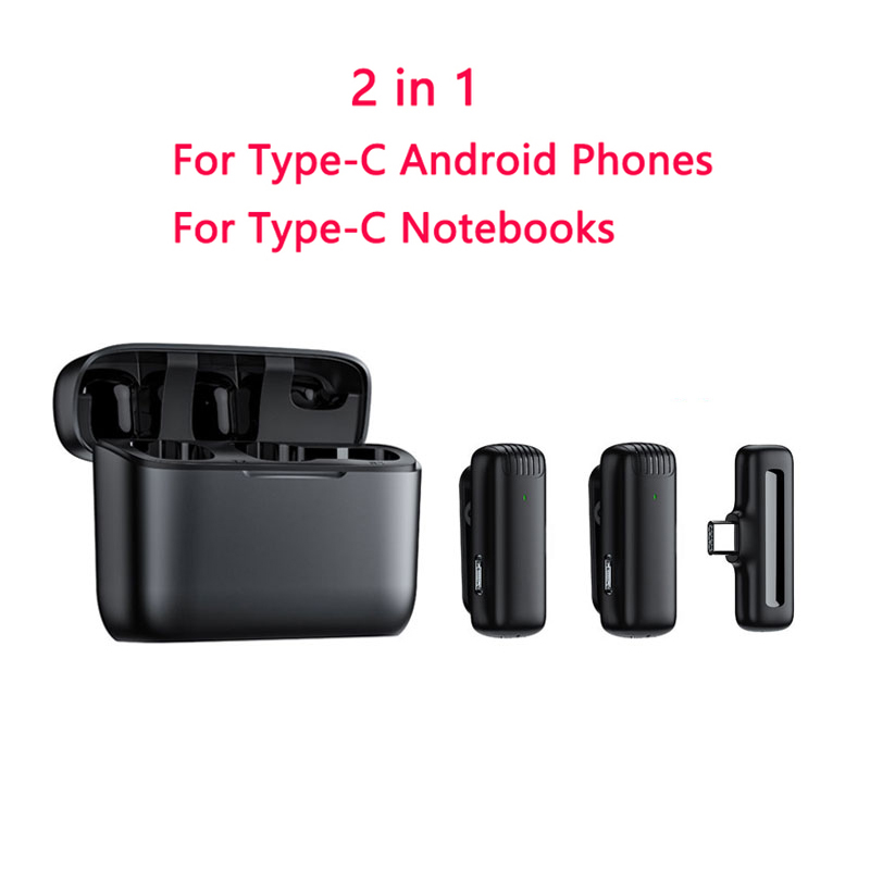 Draadloze lavaliermicrofoon Oplaadbehuizing Microfoon Draagbare audio-video-opname voor iPhone Android Camera Notebook Live Gaming Mic: Overigen