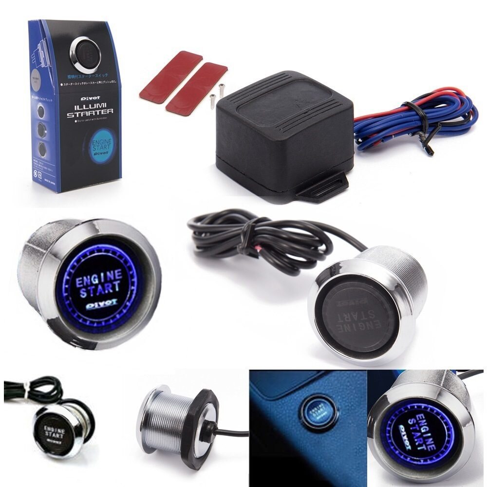 12V Red/Blue LED Car Keyless Engine Start Push Button Switch Ignition Starter Kit TK-YY01