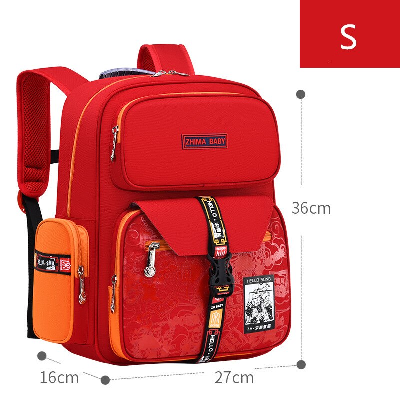 Chinese Stijl Retro Kinderen Orthopedische Schooltas Voor Tiener Jongens Meisjes 2 Size Student Rugzakken Kids Schooltassen Mochila: S red