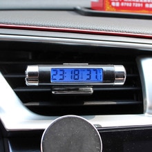 Blauwe Auto Klok Thermometer Backlight Kalender Automotive Mini 2 In 1 Outlet