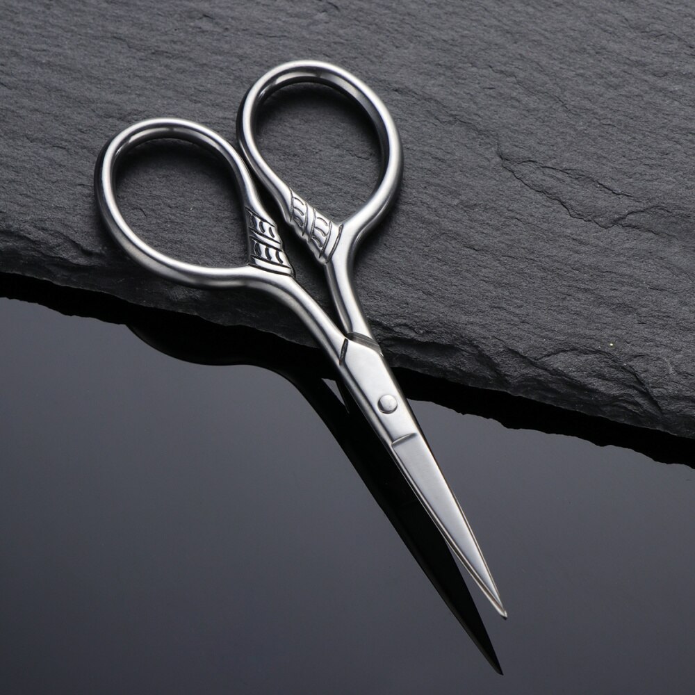 Stainless Steel Mustache Scissors Hair Cutter Shear Trimming Tool Men Beard Scissors For Facial Body Hair Remover (Silver)