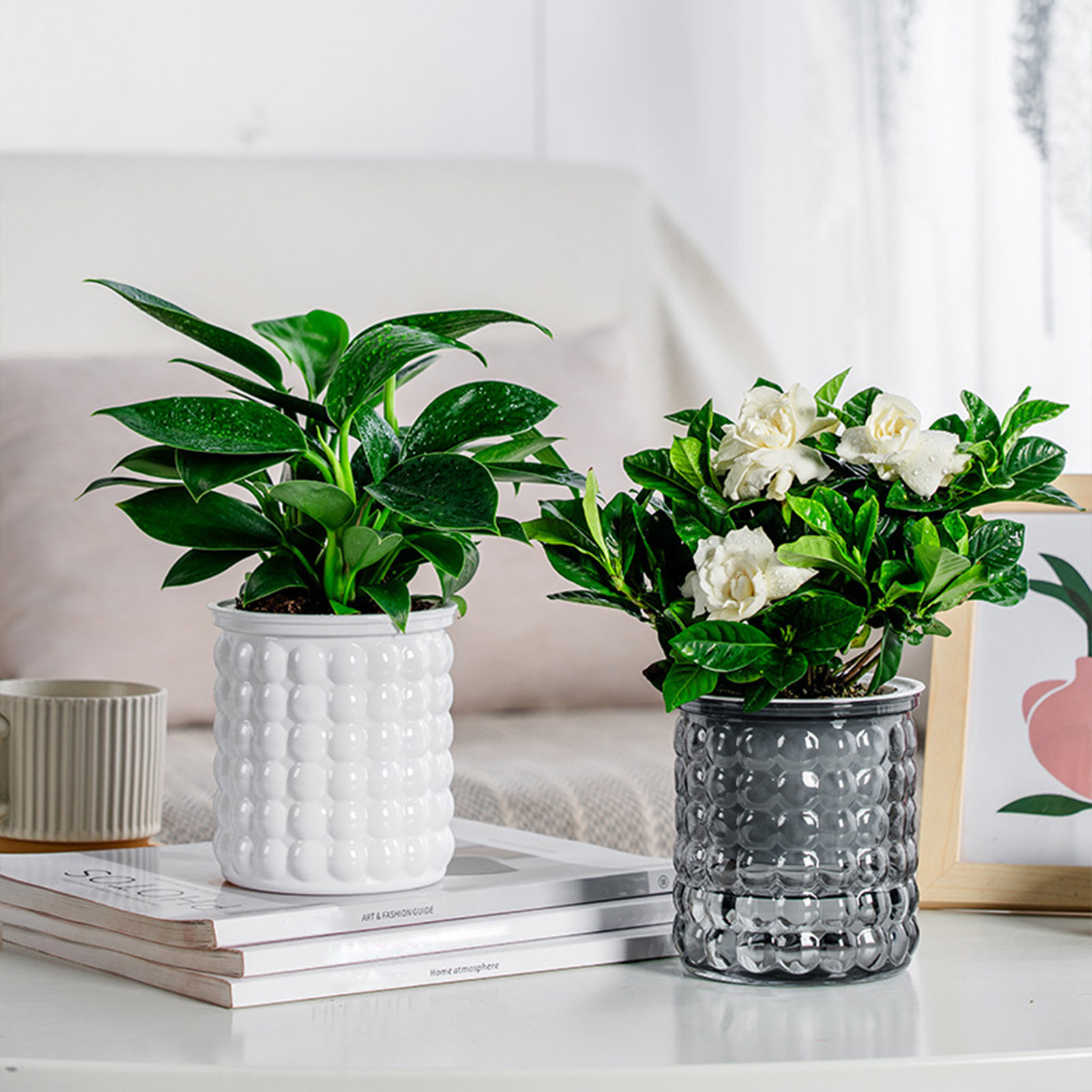 Selbst Bewässerung Blumentopf Aquarium Transparente Kunststoff Blumentöpfe Mini Selbst Bewässerung Pflanzer Topf Vase Für Heimat Dekoration