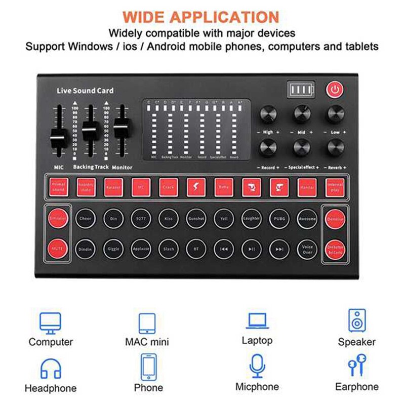 Audio sound card 3,5 mm microphone headset live broadcast studio telephone computer bluetooth sound adapter for computer