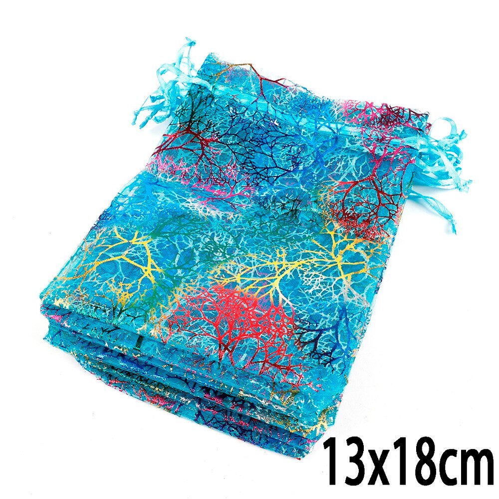 10pcs Organza Bags 7x9/9x12/10x15/13x18cm Wedding Party Holder Packaging Necklace Bracelets Jewelry Christmas Pouch