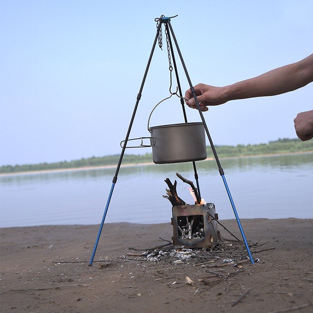Verstelbare Outdoor Kampvuur Picknick Kookgerei Statief Ultra-Lichte Draagbare Aluminium Legering Opknoping Haak Keten Koken Pot Grill
