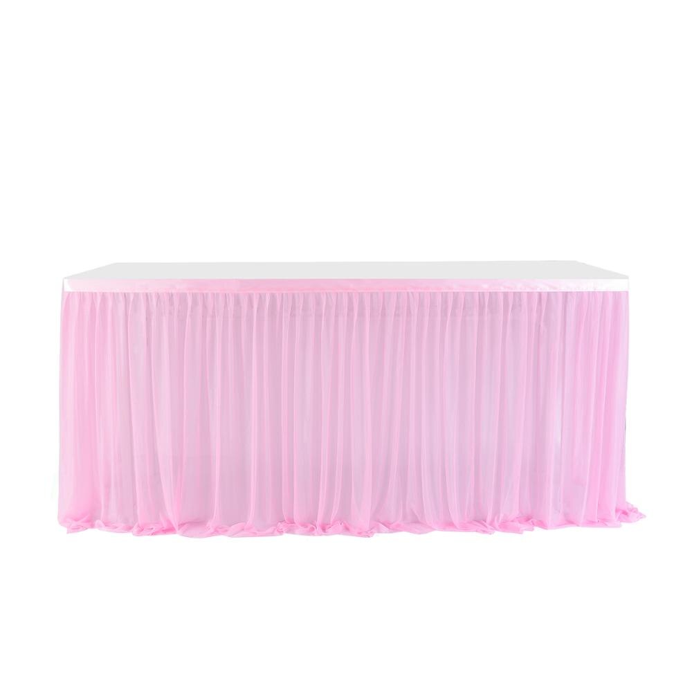 Falda de mesa de tul con tutú, mantel rosa, vajilla para banquete, decoración de boda, cumpleaños, Baby Shower, suministros para en casa: Pink 1.83mx0.77m