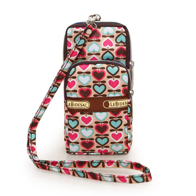 Dames nylon sport arm tas telefoon messenger polsbandje handtas portemonnee portemonnee bloem luipaard munt mobiele telefoonhoesje mobiele telefoonhoesje: 3