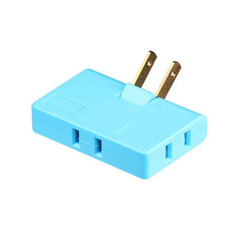 2-Prong Draaibare Socket Converter 180 Graden Extension Plug Adapter Opvouwbare Amerikaanse Stekker Adapter 3 Manier Stopcontact Extender b03E: blue