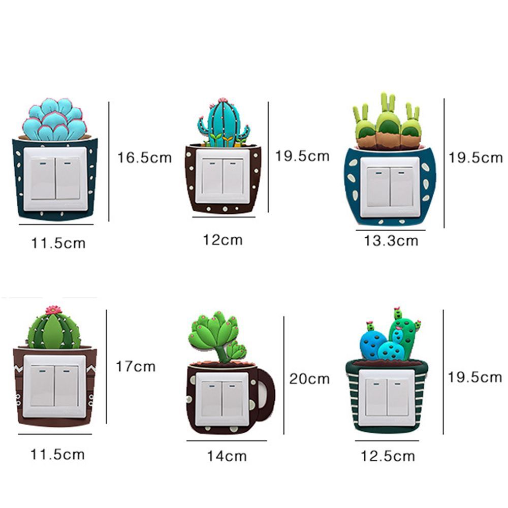 Cartoon 3D stickers Cactus Fluorescent Wall Stickers On-off Switch Stickers Kids Luminous Light Switch Home Decorations