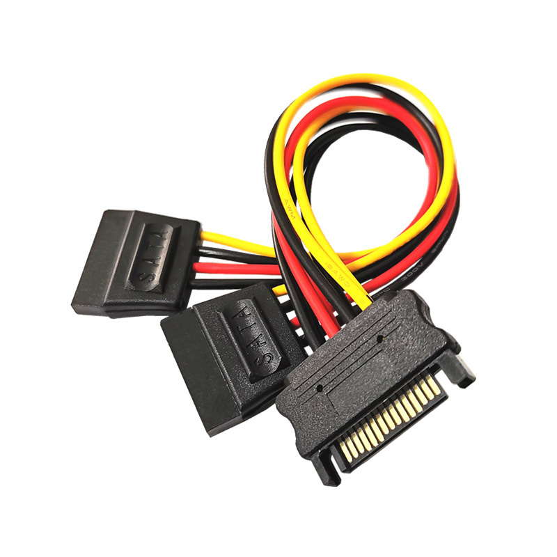 1/2/5 Uds 20CM codo recto de 90 grados SATA 15 pines macho a 2x15P hembra Y Cable de alimentación de 15 pines adaptador de conector divisor HDD