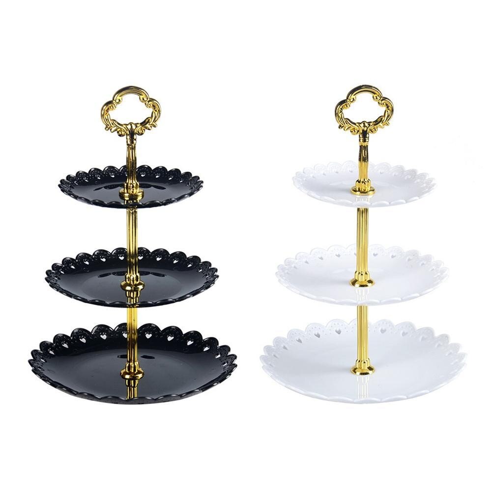 31cm 3 etterslep dessertbrettstativ svart / hvitt bronzing fruktkakeplate stativ til bryllup jul fest matlager displayholder