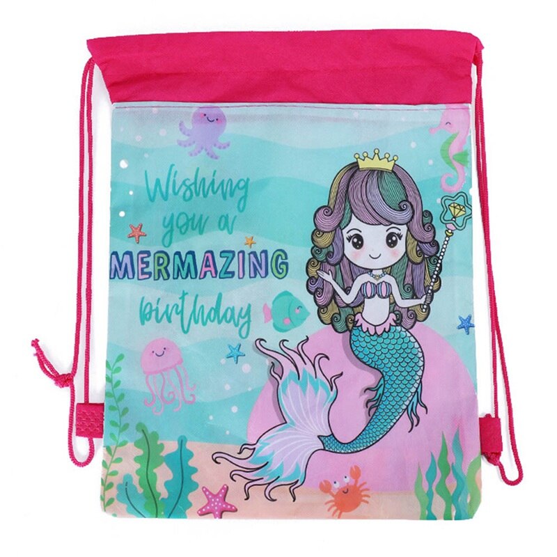 Offre spéciale sac de cordon de sirène pour les filles voyage paquet de rangement bande dessinée école sacs à dos enfants directe de couleur aléatoire