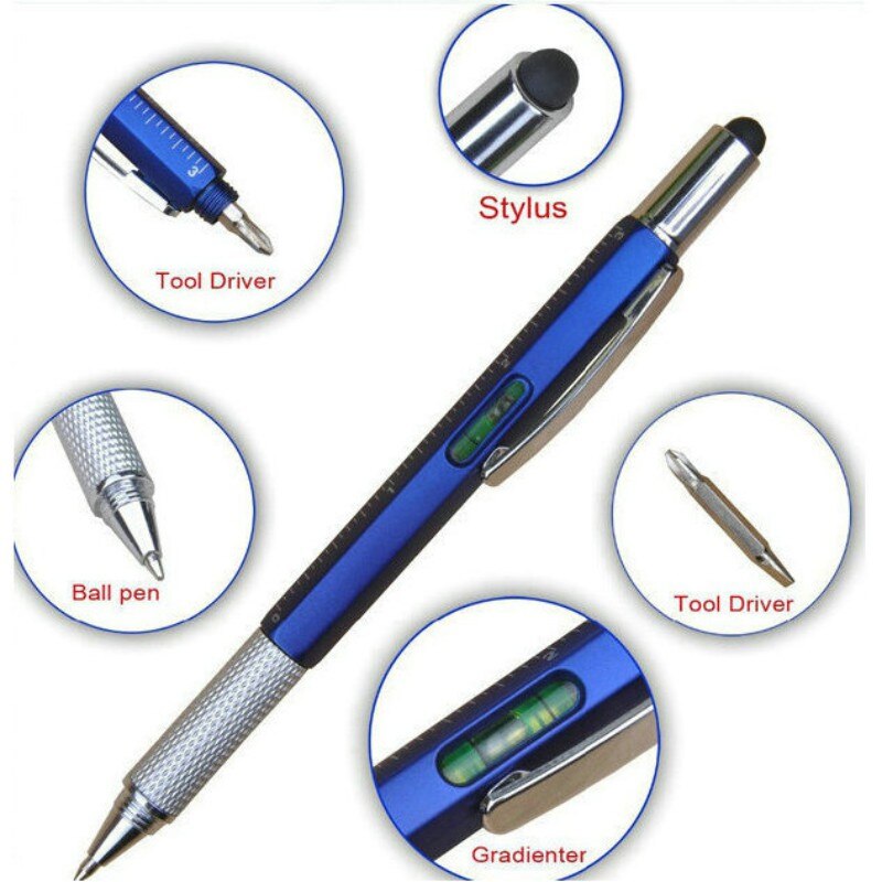 6 in 1 multifunktionsværktøj skruetrækker kuglepen berøringsskærm berørings kapacitiv telefon håndskrift kuglepen værktøjs pen