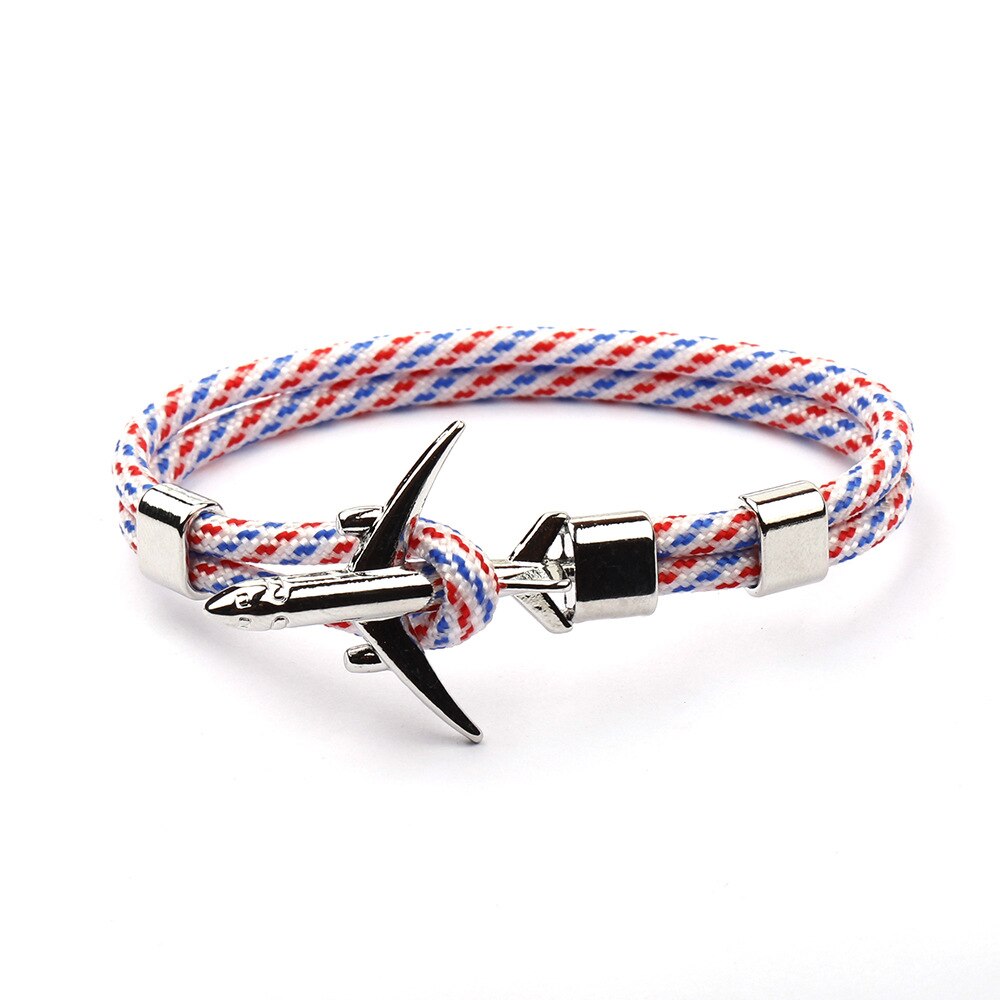 Gevlochten Armbanden Mannen Charm Rope Chain Vliegtuig Anker Armband Mannelijke Vrouwen Air Vliegtuig Stijl Gevlochten Armband Sport Haak: 11