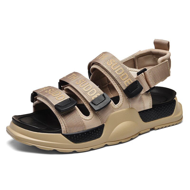 Troadlop gladiator mænd sandaler behagelige strappy sko afslappet sommer fodtøj rom stil strand sko til mænd: Khaki / 40