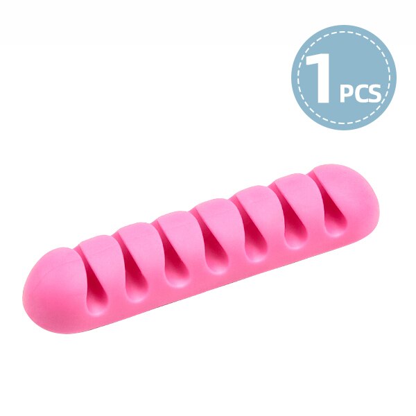 Ihuigol siliconen usb-kabelorganizer met 7 gaten, opwindbare draden, kabelbeheer voor hoofdtelefoon, muis, toetsenbord in thuiskantoor, auto: 1 stuk roze
