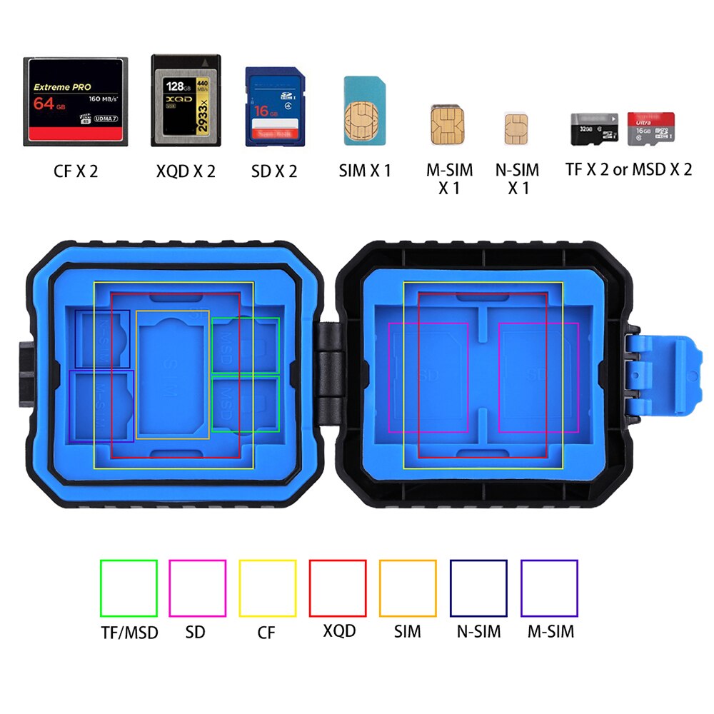 Powstro 11 Kaarten Kamer Waterdichte CF/TF/Sd-kaart Geheugenkaarten Storage Case Geheugenkaart Case Opbergdoos